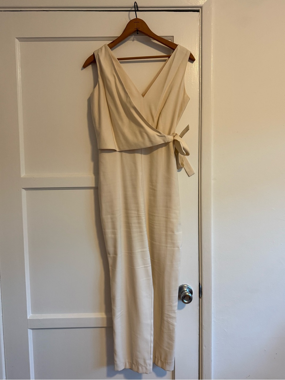 1 State Cream One-Shoulder Wrap Jumpsuit